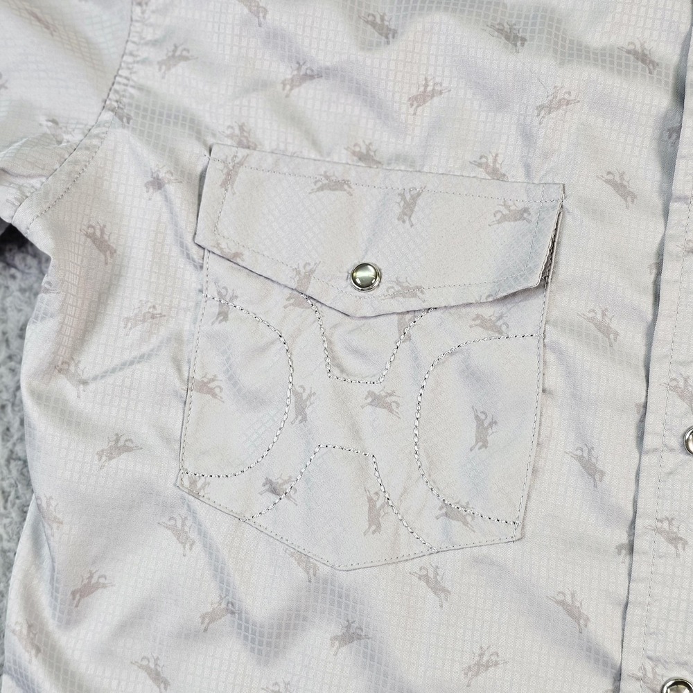Hooey Habitat Shirt Mens Small Gray Short Sleeve Pearl Snap Western Rodeo - Picture 4 of 10